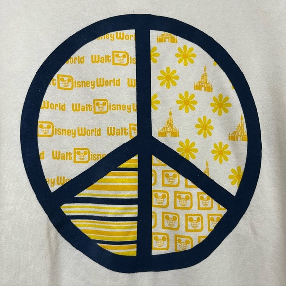 Disney World White Peace Sign Sweatshirt Size Small NWT - Picture 3 of 10
